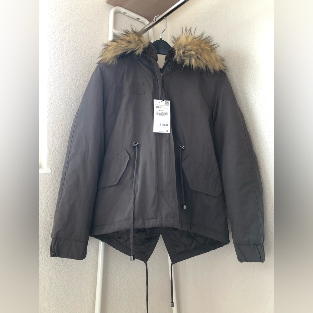 Zara faux fur hooded parka